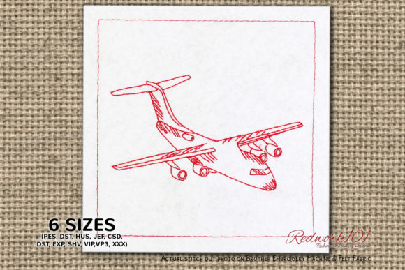 Electric Powered Airplane Embroidery Design