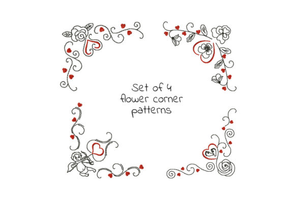 Flower Hearts Swirls Corner Patterns