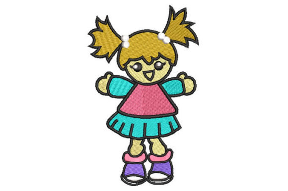 Girl Doll: A Playful, Premium Sweatshirt Embroidery Design