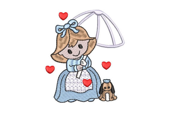 Girl with Umbrella and Pet